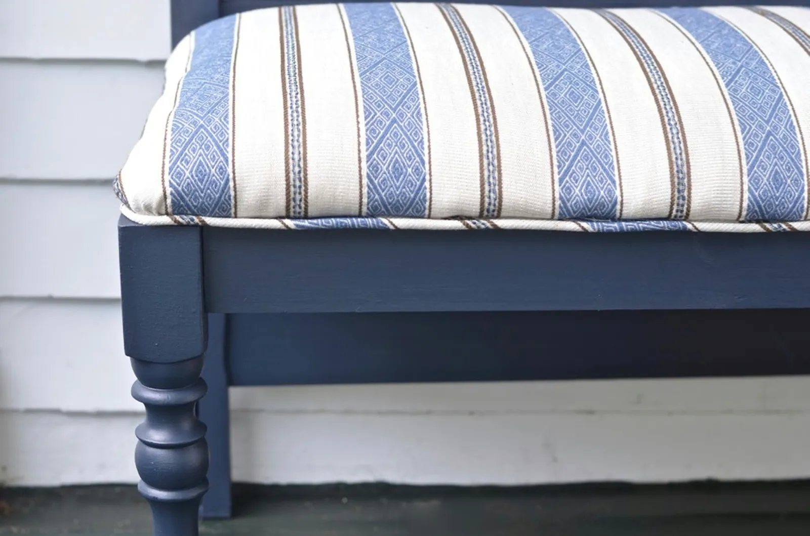attach upholstered seat to bench frame