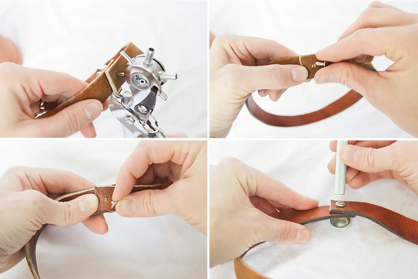 Punching holes and attaching rivet.