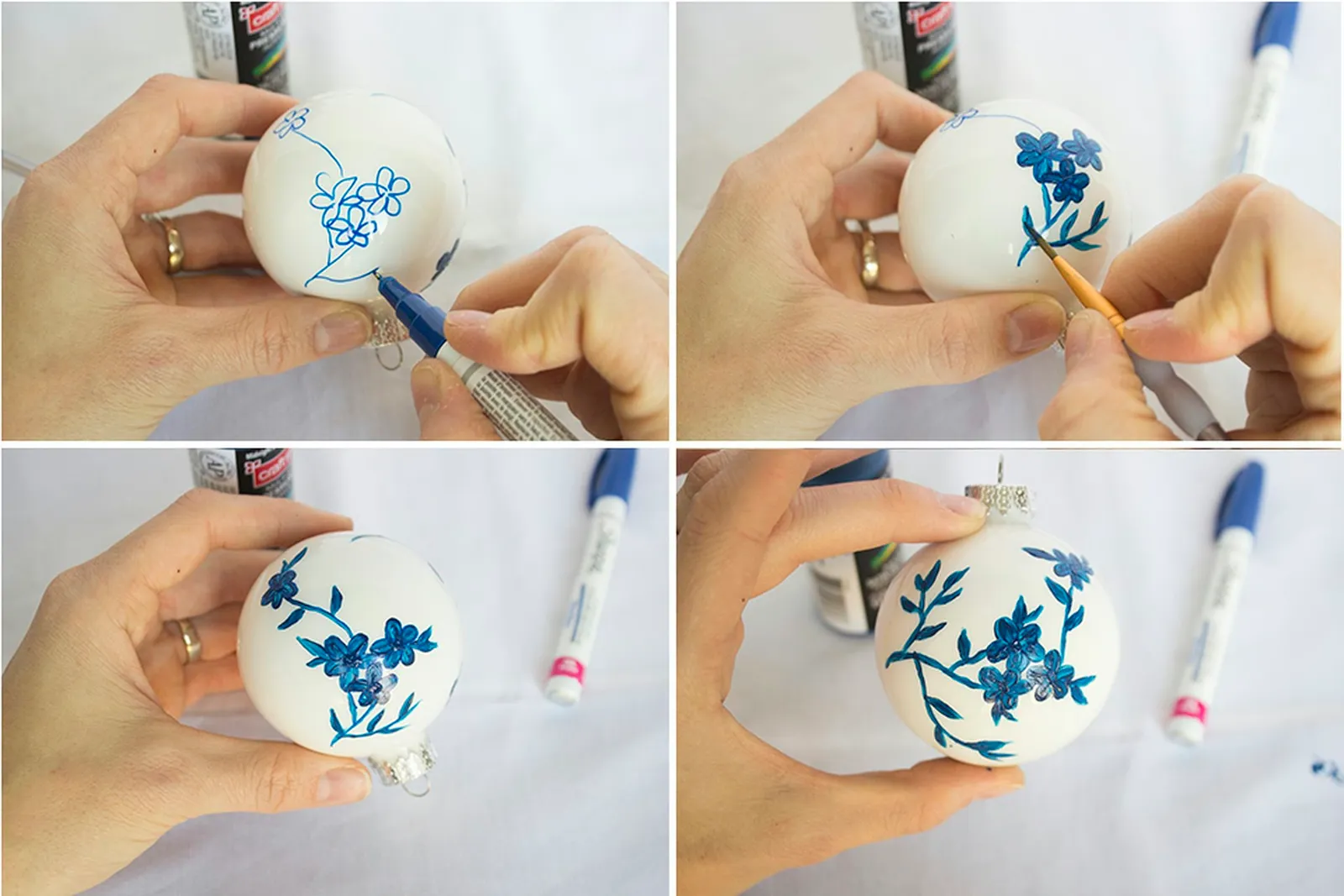 Repeating flower pattern on all sides of ornament