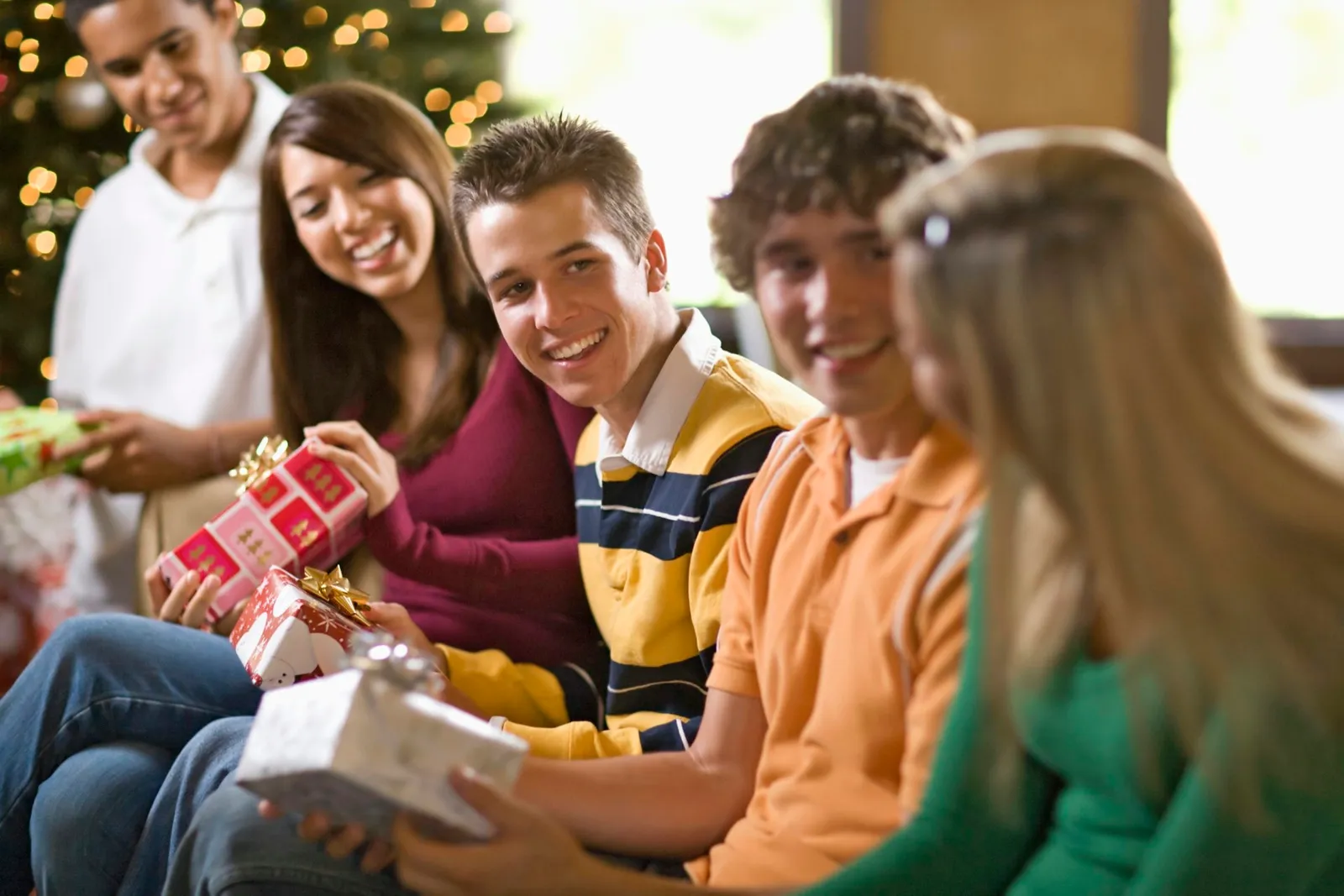 Teenage friends at Christmas