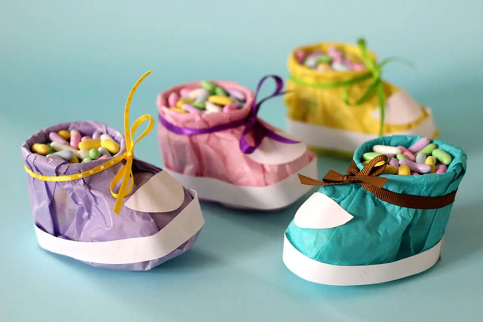 DIY Tissue Paper Baby Booties for Your Next Shower