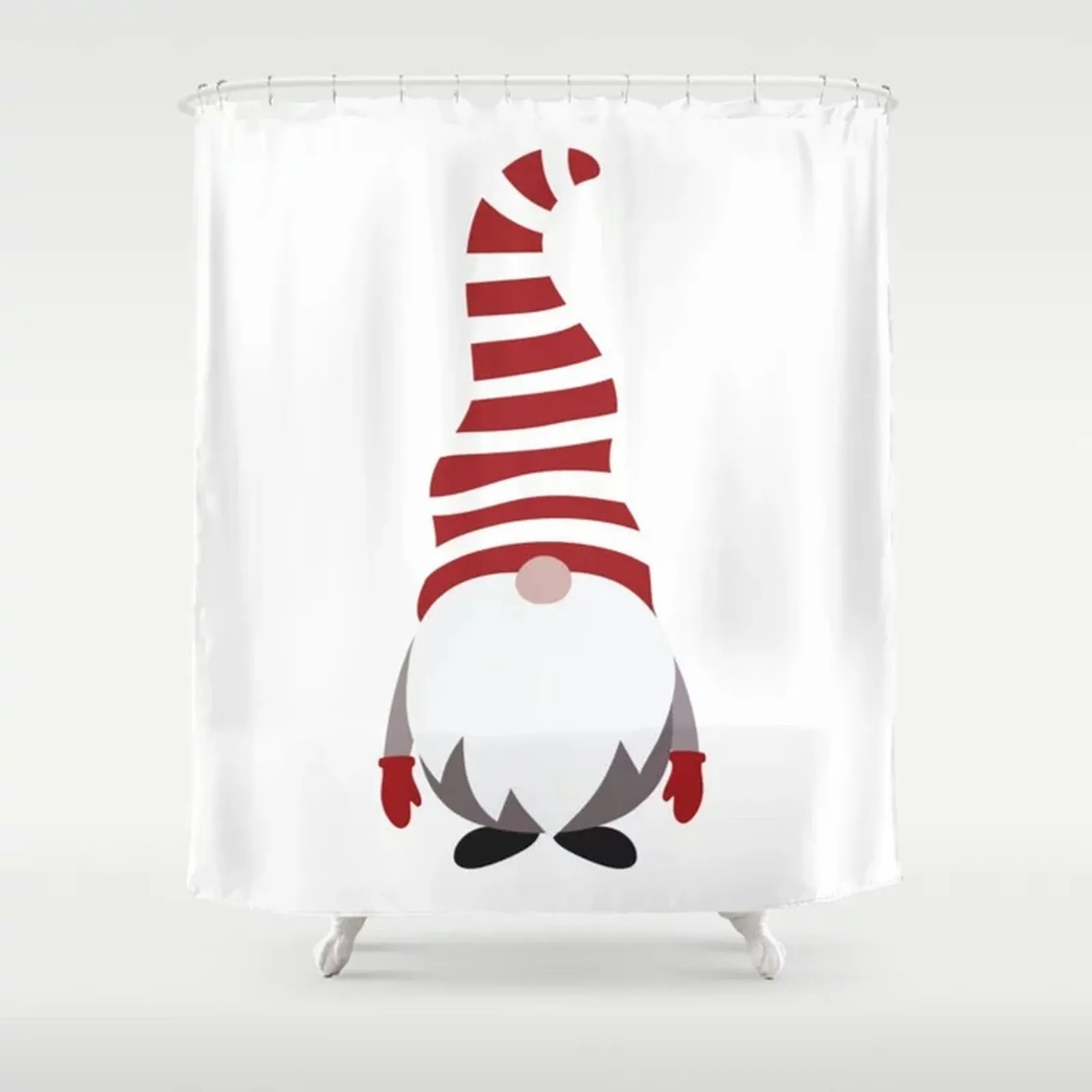 Christmas Gnome Striped Hat Shower Curtain